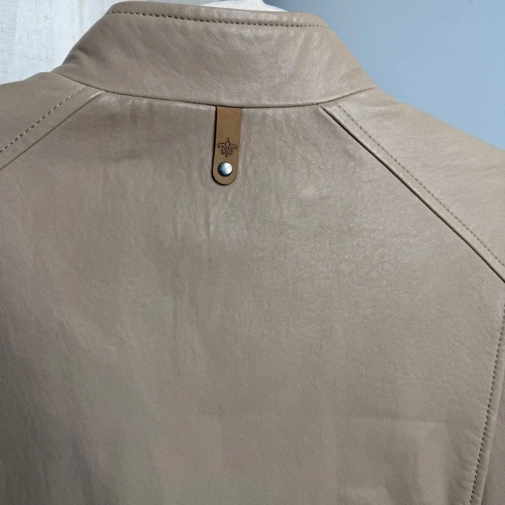Mackage Biker Jacket Lambskin Leather Tan Beige Moto Zippers Men's‎ Size 38